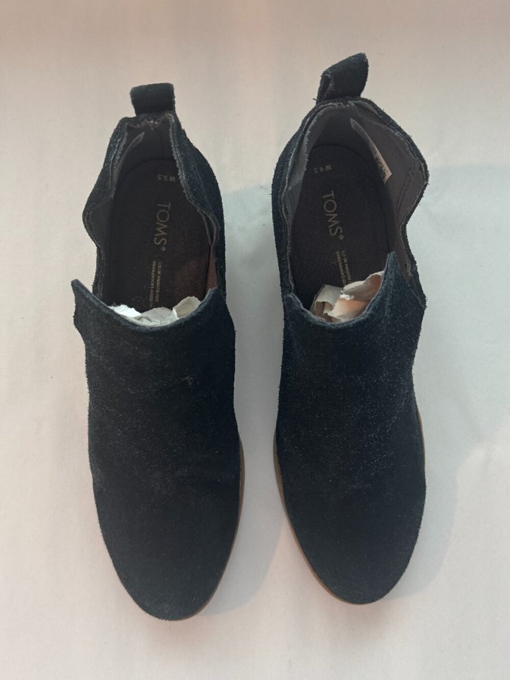 Toms Kallie Wedge Bootie Women's Size 9.5 Black Brown Slip Ons Suede Boots - Picture 2 of 13